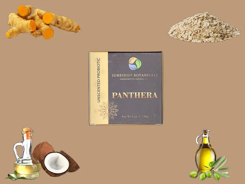Panthera Probiotic Cold Process Unscented Body Bar Soap with Turmeric Root Blend