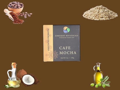 Cafe Mocha Probiotic Cold Process Savon en pain pour le corps non parfumé avec mélange de grains de café